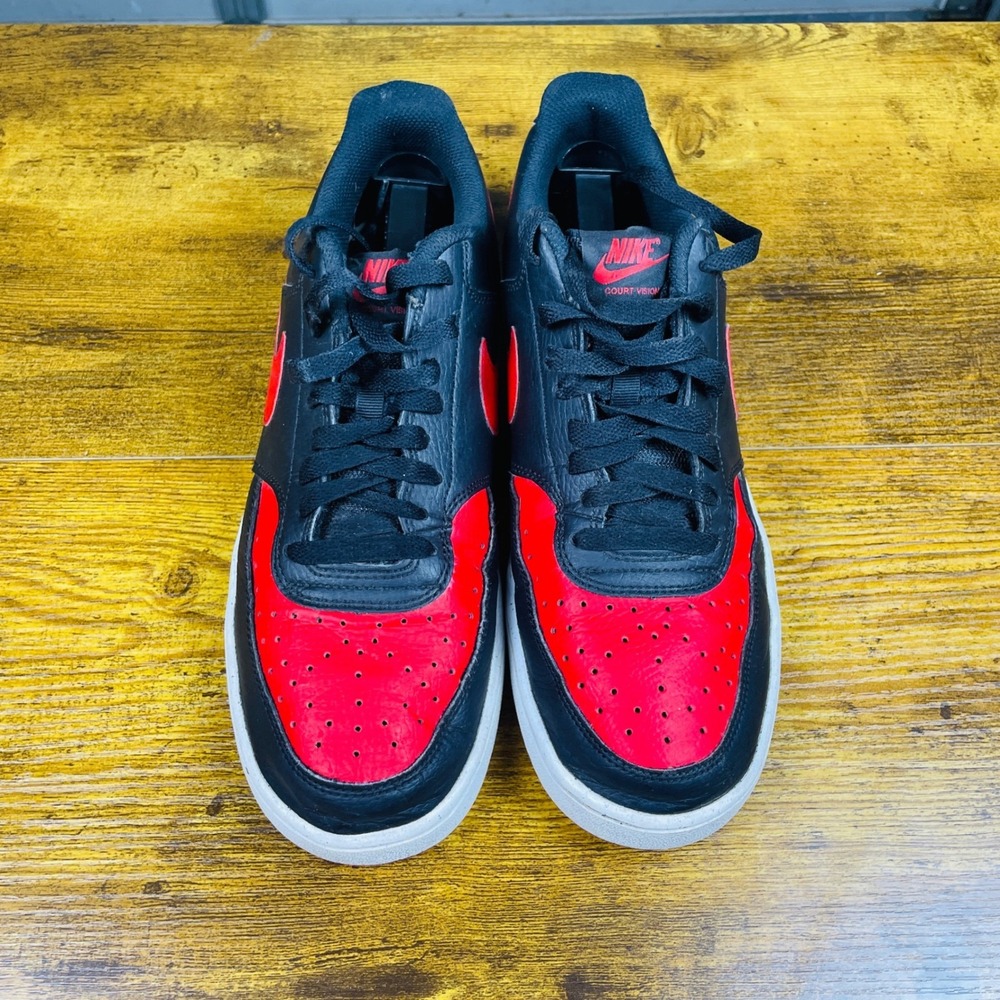 Nike Court Vision Low Mens 10 Black Red Excellent Bred Sneakers CD5463-002 - Picture 5 of 11
